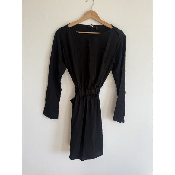 Theory Dresses & Skirts - THEORY Nadora Modern Silk Black Long Sleeve Mini Dress LBD Sz 2 Elegant Minimal